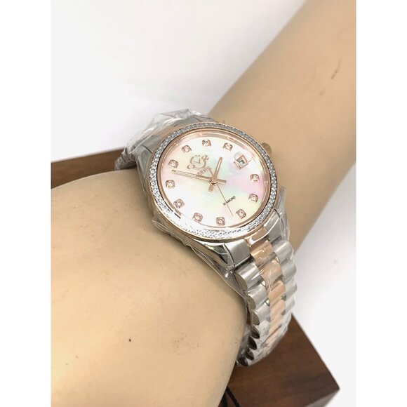 GV2 by Gevril Women's Watch 12423B Swiss Quartz Mother of Pearl Dial Two Tone - Picture 5 of 13